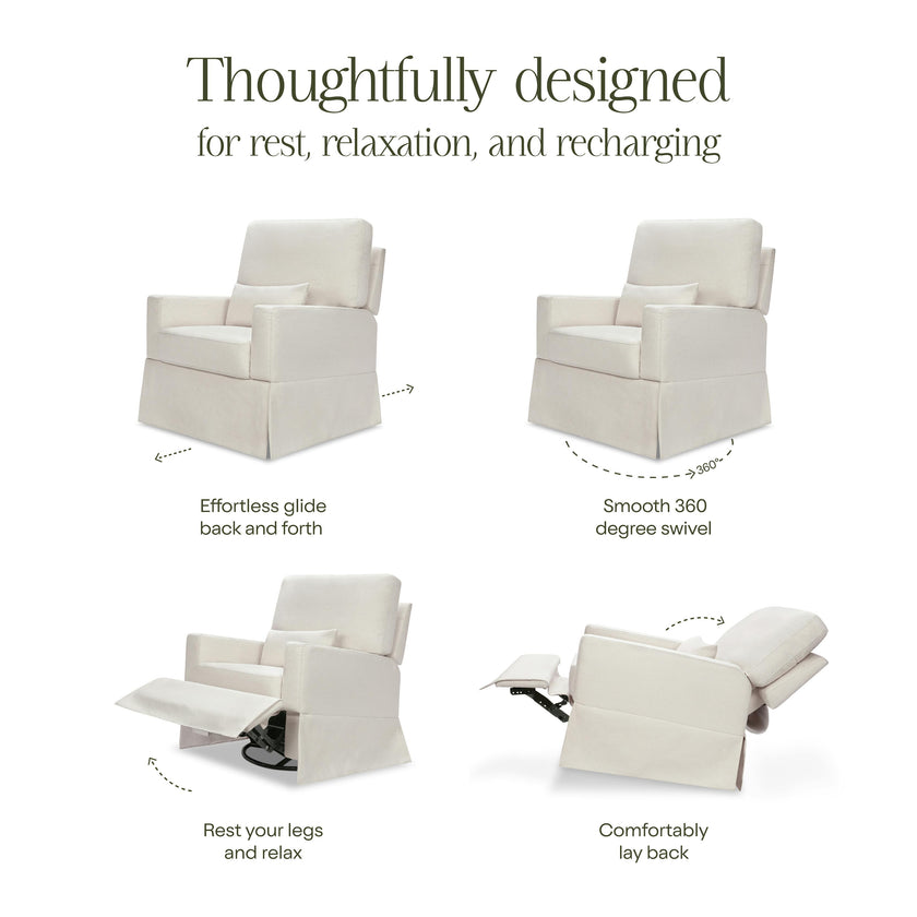 Crawford Recliner and Swivel Glider in Performance Cream Eco-Weave