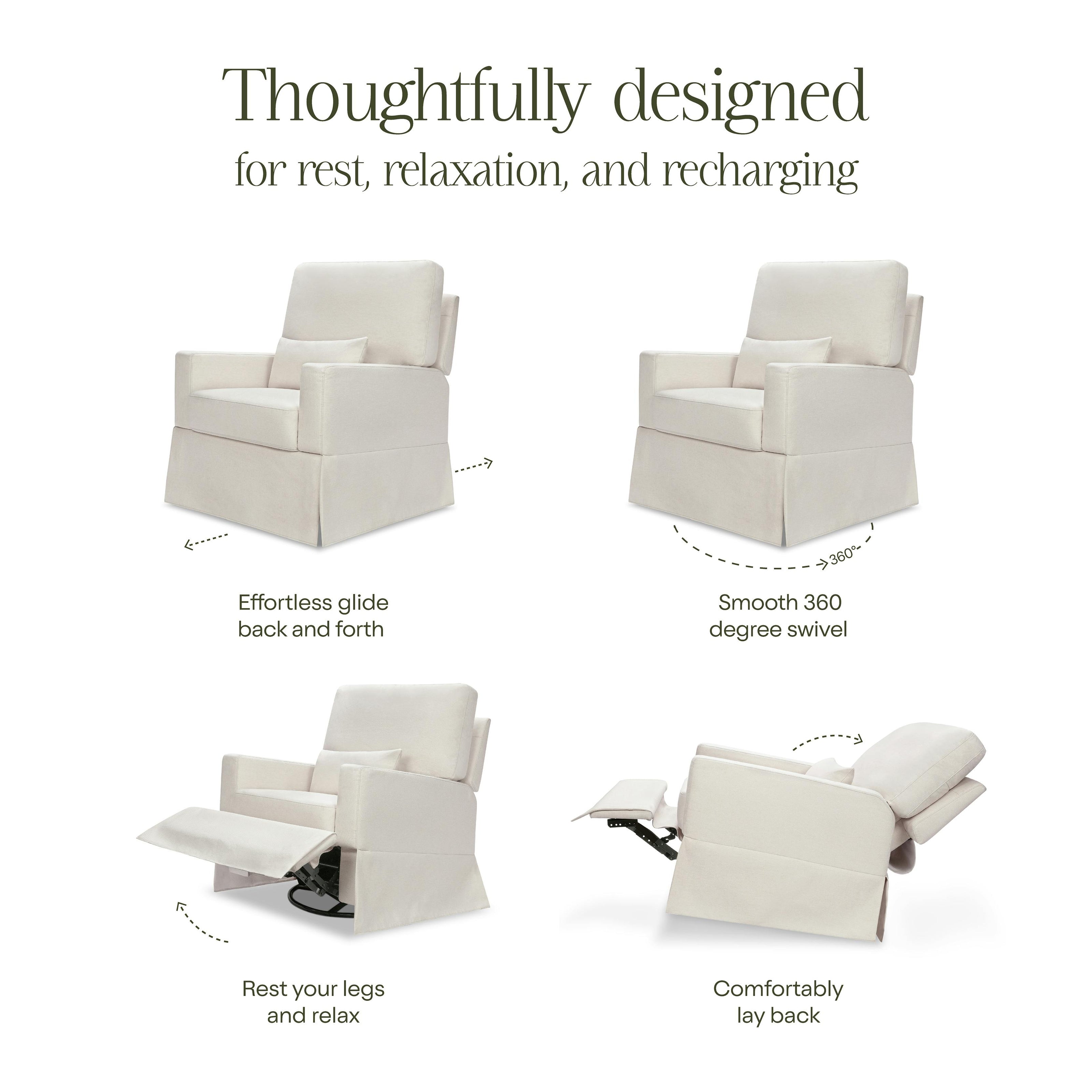 Crawford Recliner and Swivel Glider in Performance Cream Eco-Weave