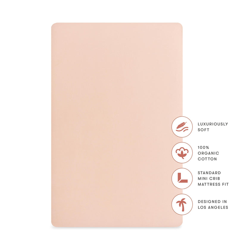 Mini Crib Sheet in GOTS Certified Organic Brushed Cotton in Dusty Rose