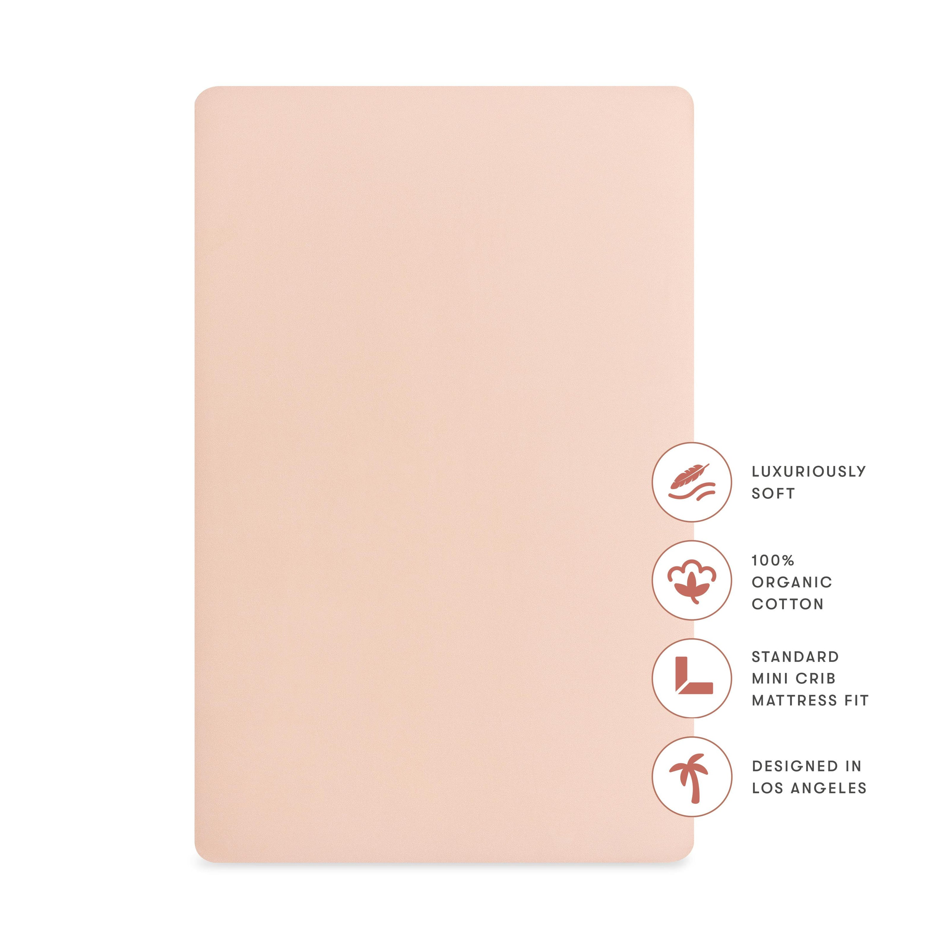 Mini Crib Sheet in GOTS Certified Organic Brushed Cotton in Dusty Rose