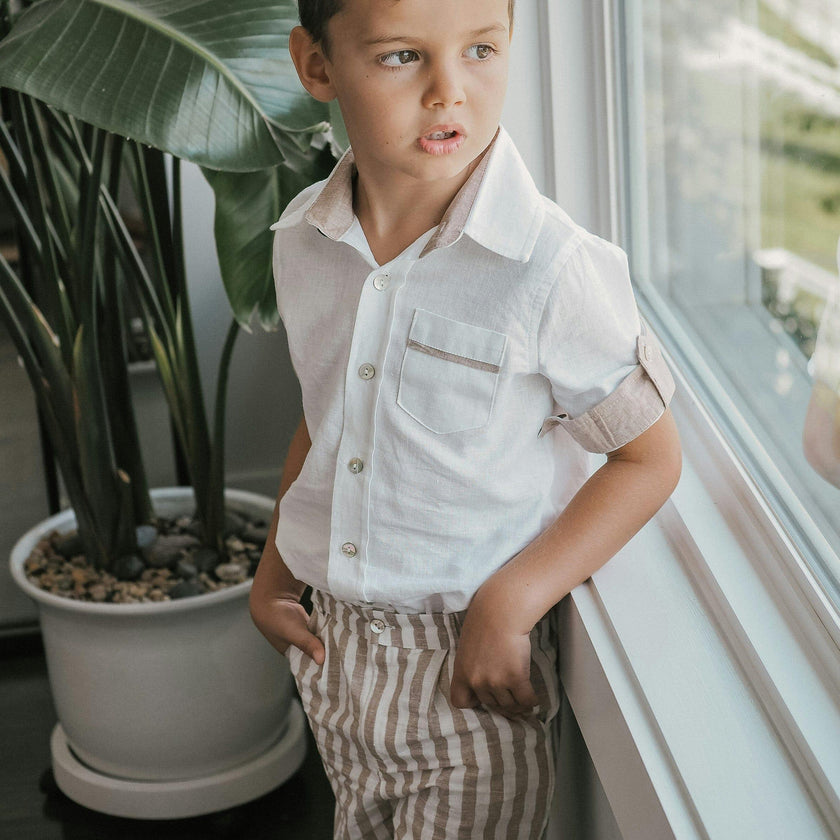 Ashton Striped Linen Shorts and Top Set