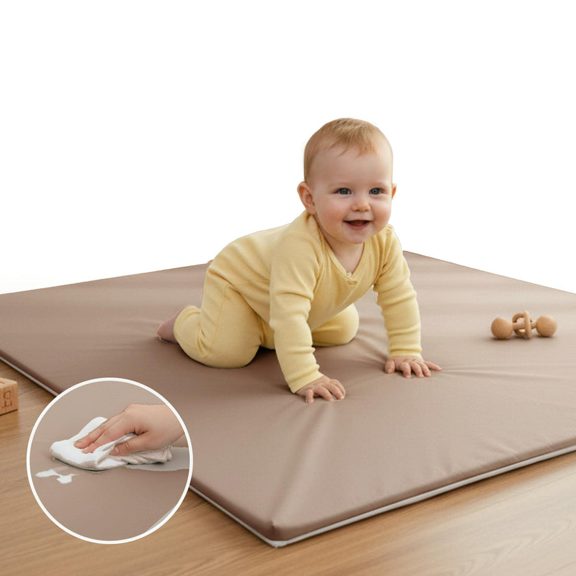 Sleepah Waterproof Vegan Leather Baby Play Mat, 50x50  - Waterproof Removable Cover