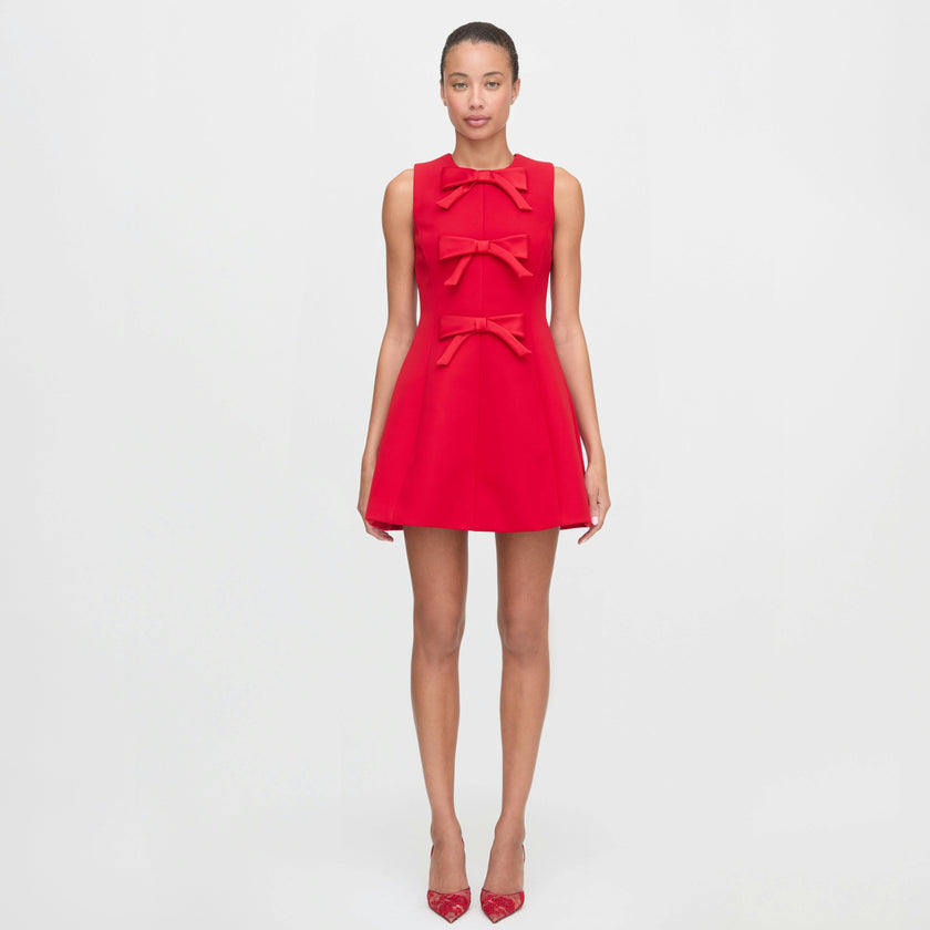 The Blythe Bow Dress - Red with Red Bows