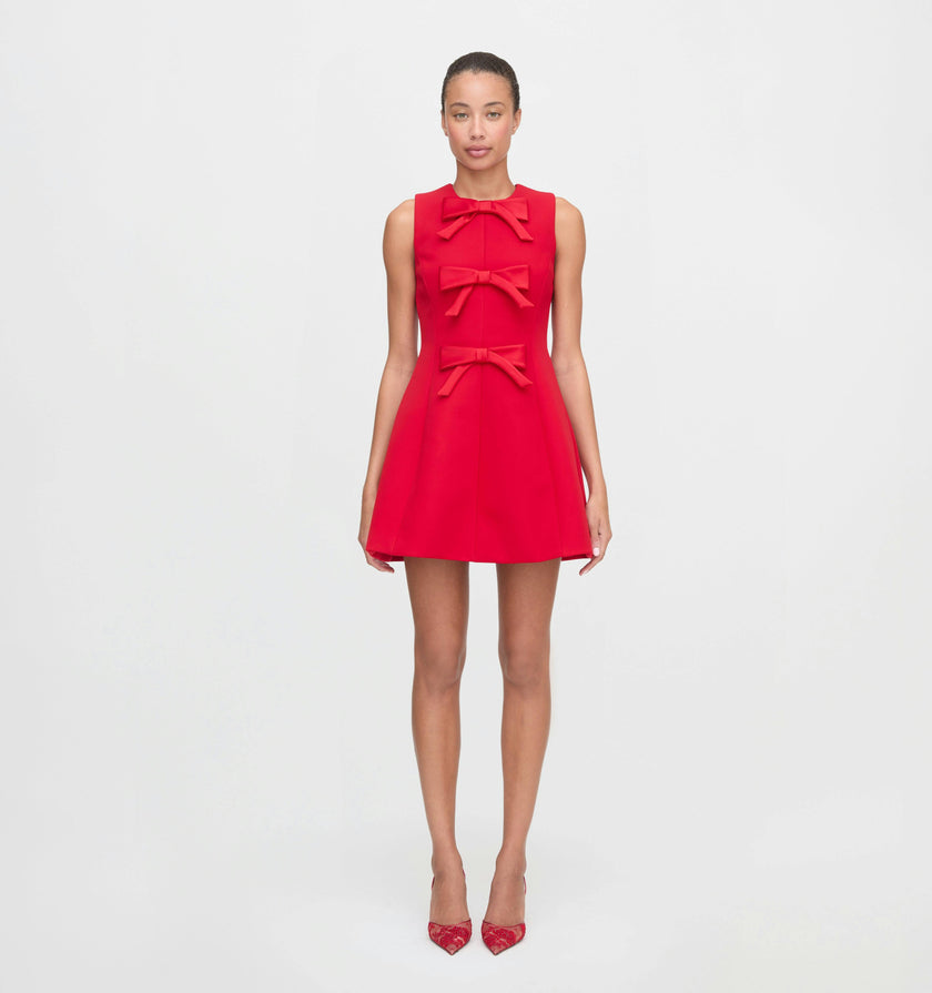 The Blythe Bow Dress - Red with Red Bows