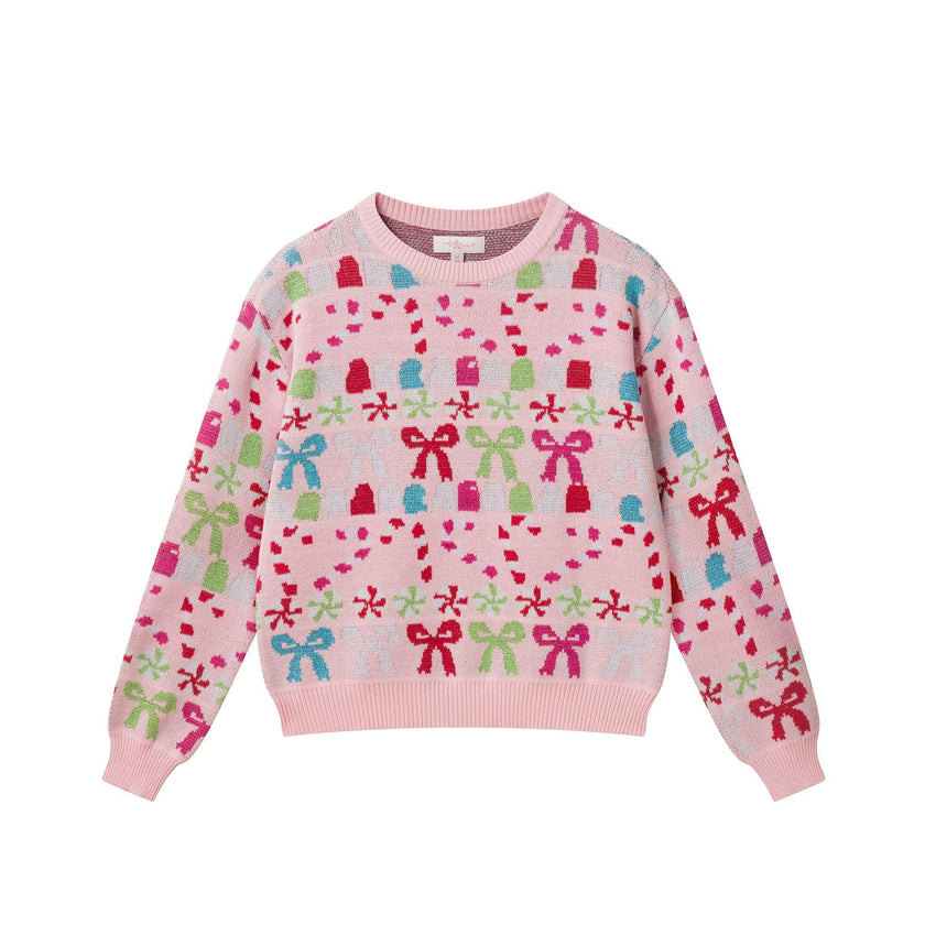Tween Girls (7-16) Fair Isle Sweater | Candy & Bows - Pink