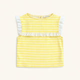 Eyelet Lace Tank in Yellow Floral Stripe