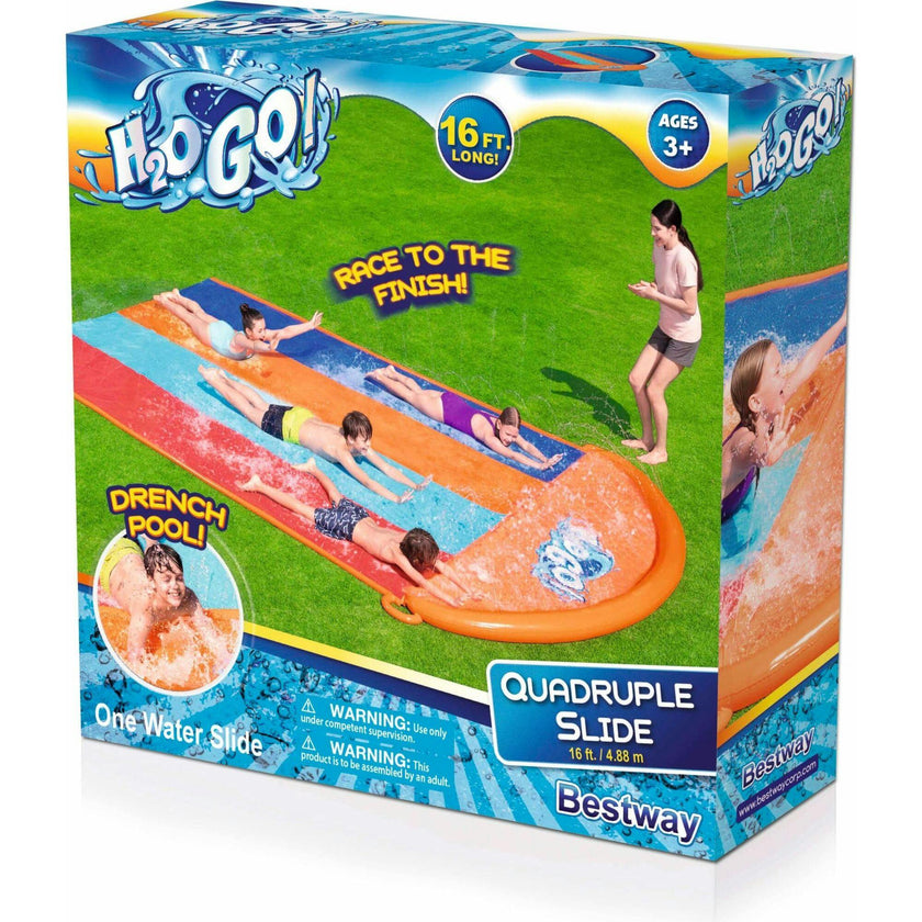 H2OGO! 16' Quadruple Inflatable Water Slide with Splash Landing