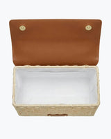Medium Insulated Hand-Woven Wicker Lunchbox, Natural & Brown