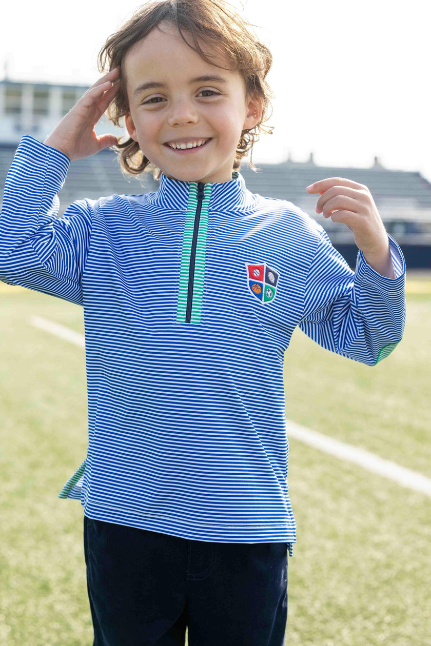 Stripe Performance Knit Half Zip With Sports Crest