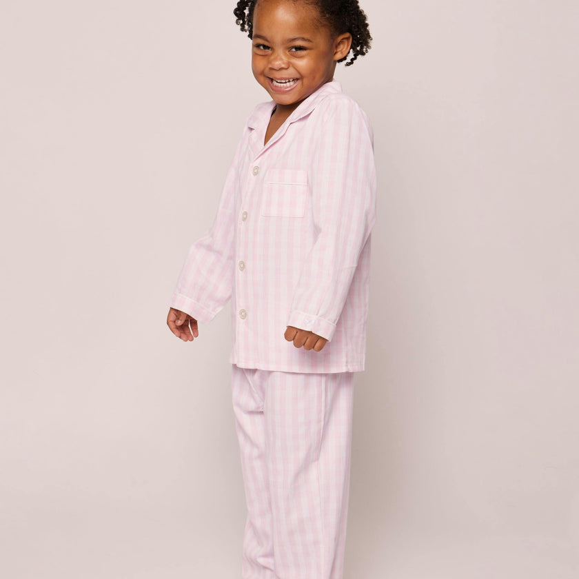 Kid's Twill Pajama Set in Pink Gingham