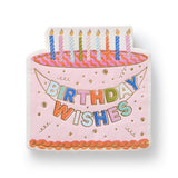 Packed Party Birthday Wishes Die-Cut Birthday Cake Napkins 20ct - Gold Foil Shaped 3-Ply Celebration Napkins for Dessert Tables