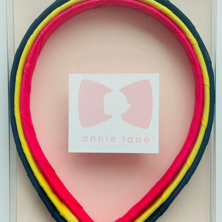 Set of three headbands - navy, lemon and shocking pink