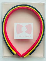 Set of three headbands - navy, lemon and shocking pink