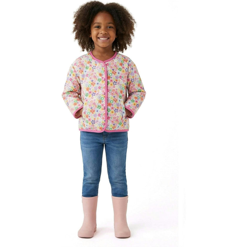 Girls Cream Bomber | Floral Print