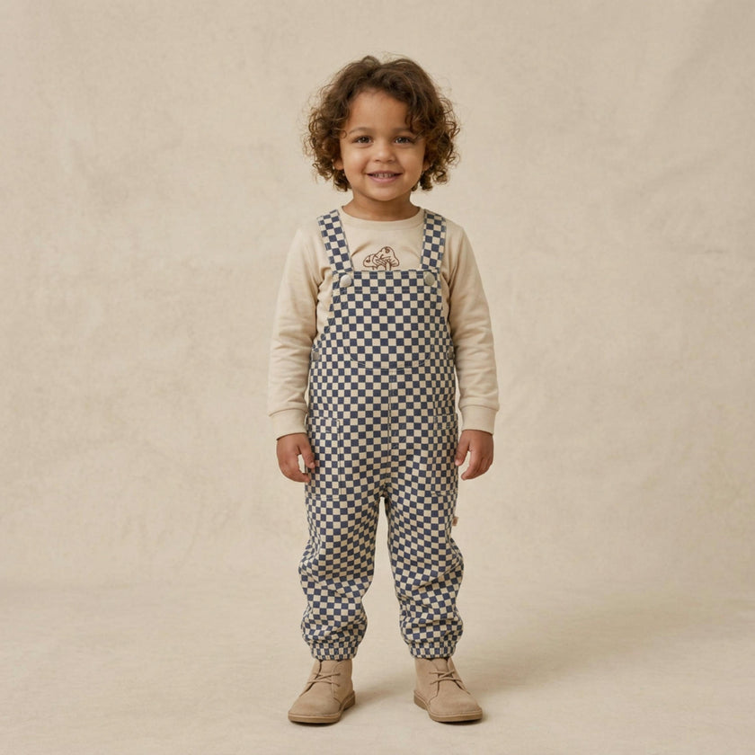 Organic Twill Overalls - Midnight Check