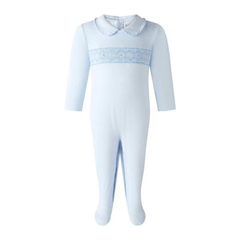 Pima Blue Smocked Footie