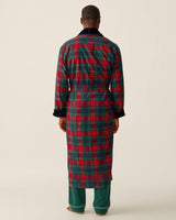 Men's Brushed Twill Velvet Trim Robe in St. James Tartan