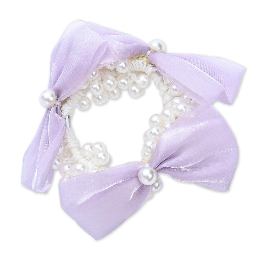 Pearl Bow Scrunchie Set