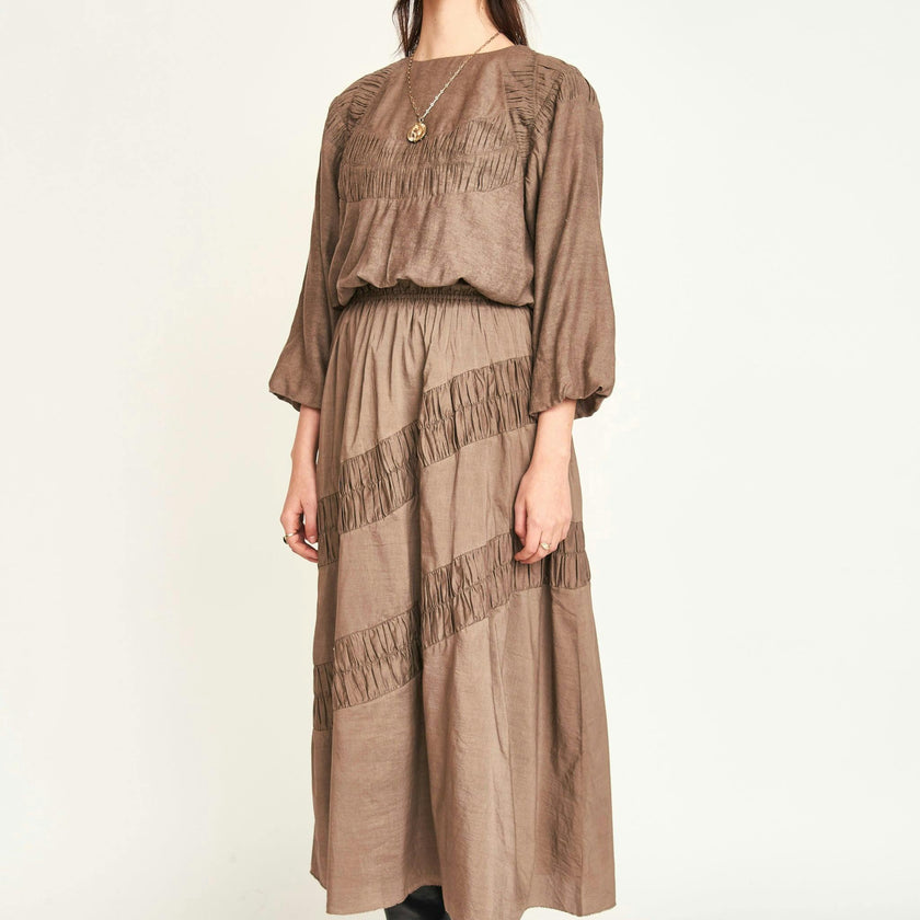 Andaman Ruched Blouse in Walnut