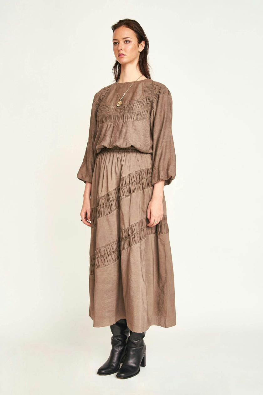 Andaman Ruched Blouse in Walnut