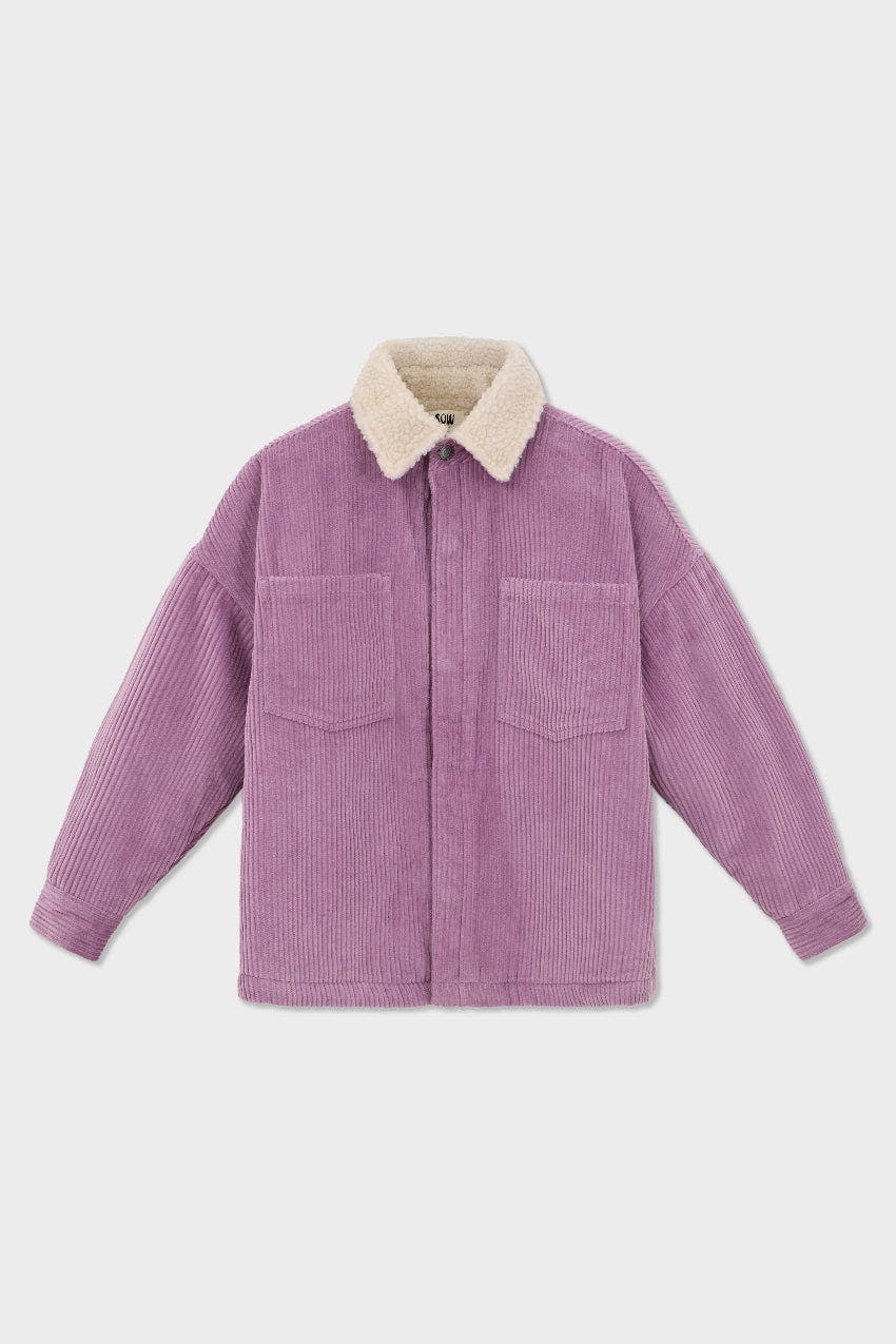 Organic Cotton Corduroy Shirt Jacket with Sherpa Lining