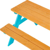 Outdoor Picnic Table & Chair Set - Wood / Petrol