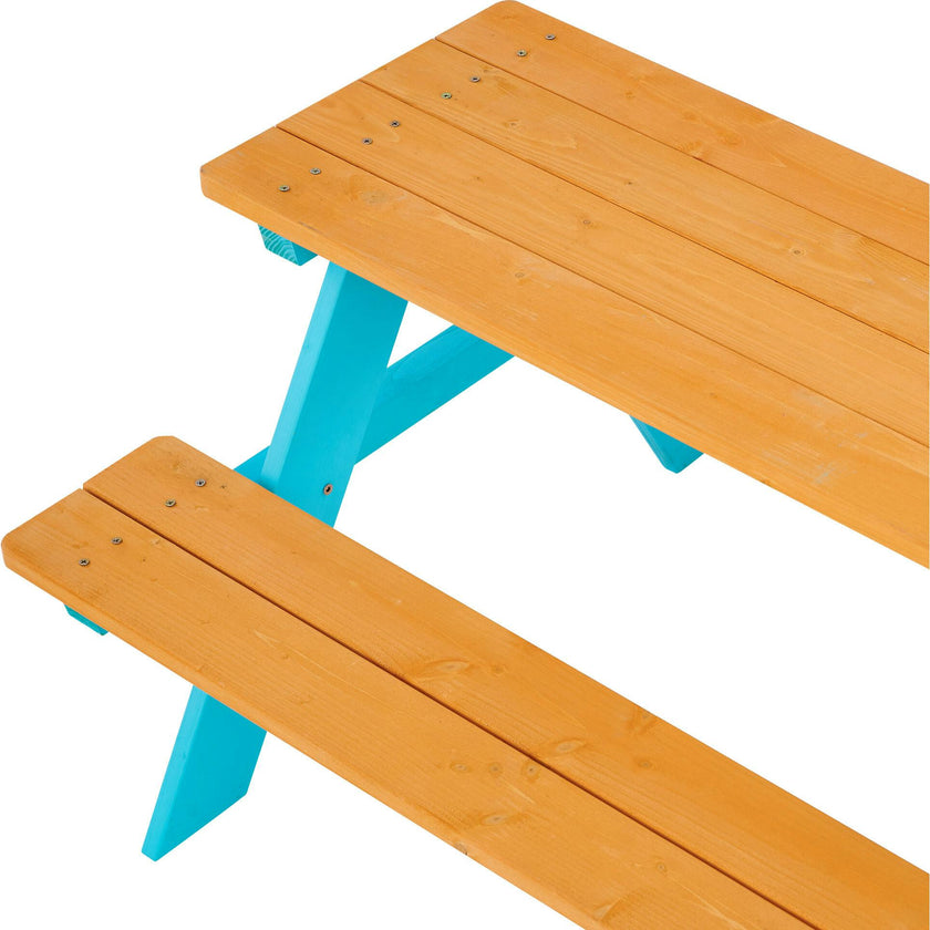 Outdoor Picnic Table & Chair Set - Wood / Petrol
