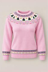 Melody Sweater in Marzipan Pink Fair Isle
