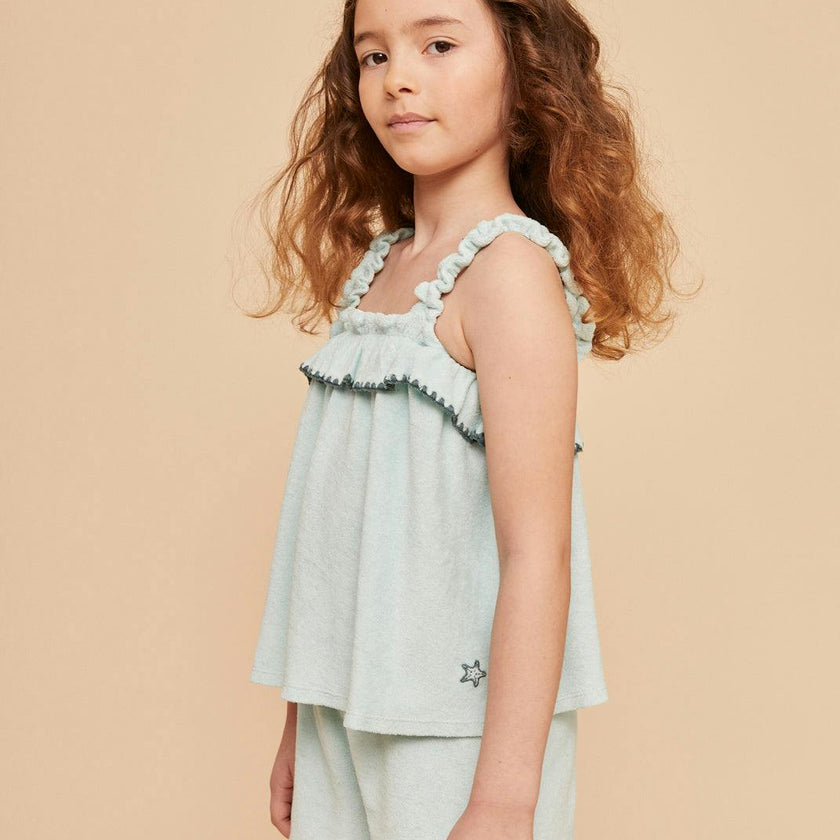 Lagoon Terry Cotton Girl Top