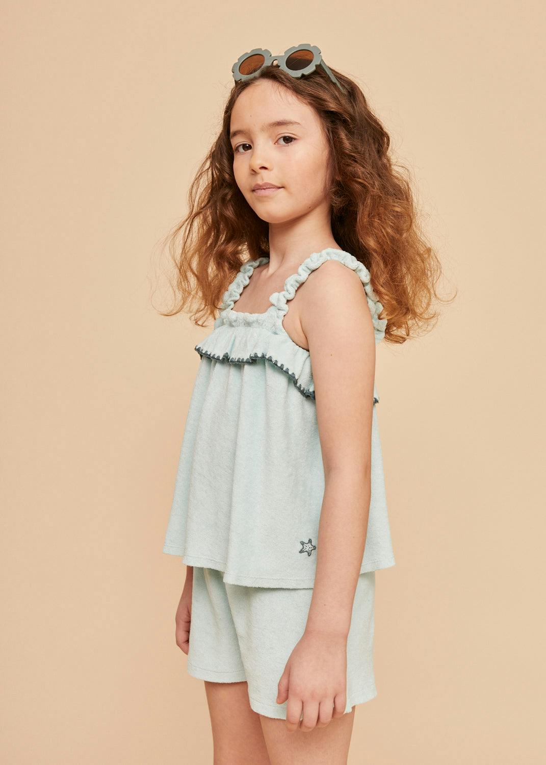 Lagoon Terry Cotton Girl Top