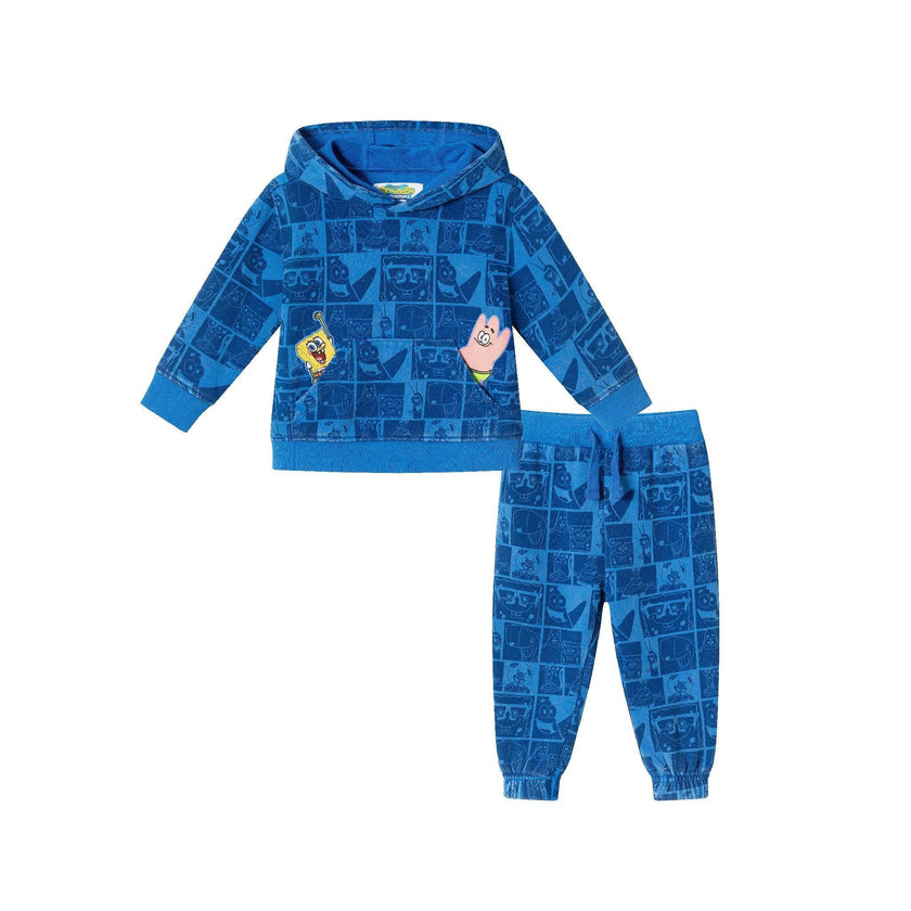 SpongeBob SquarePants™ x Andy & Evan® | Infant (9-24M) Stone-Washed Character Collage Sweatshirt Set
