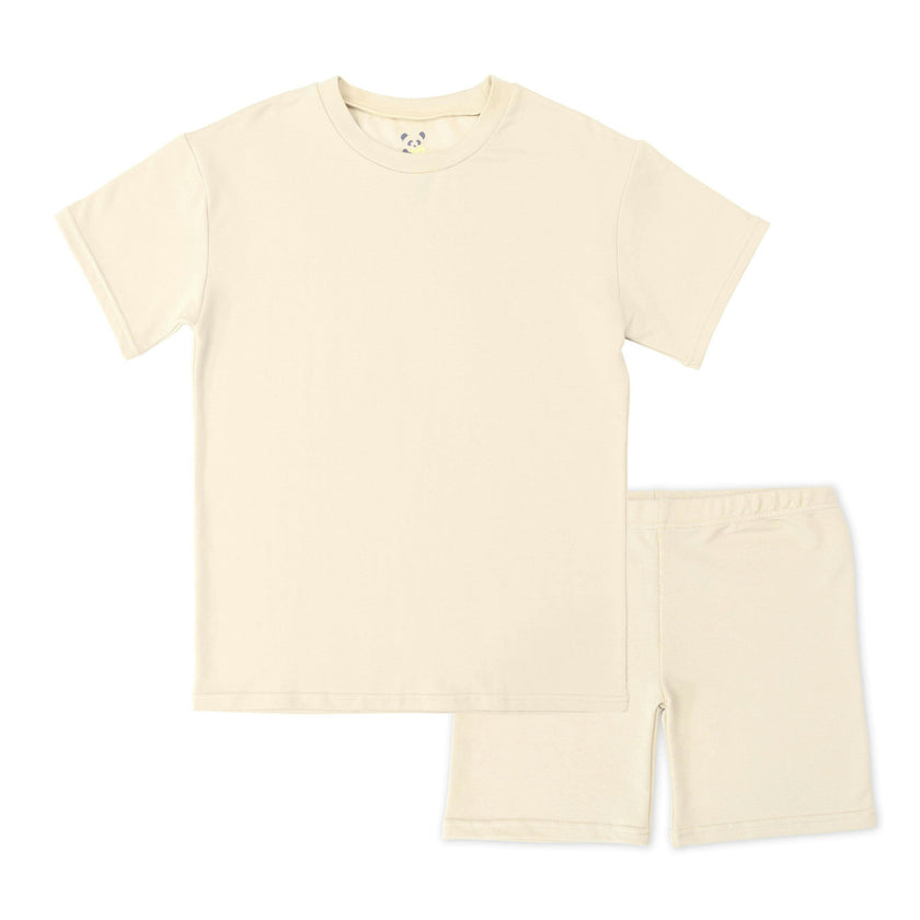 Oat Bamboo Blend Kid's Oversized Tee & Biker Short Set