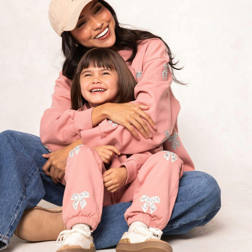 Mini Micah Crew Neck Sweatshirt in Pink & Bows