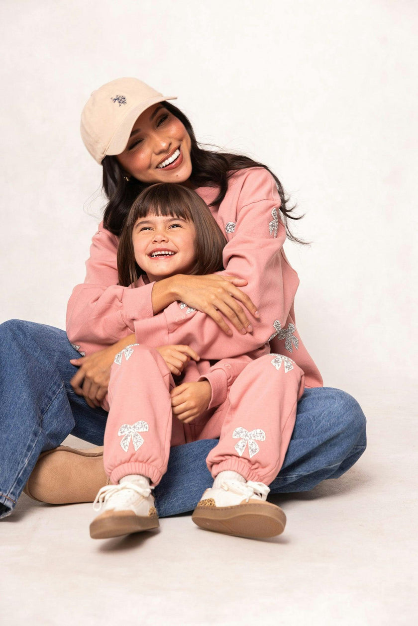 Mini Micah Crew Neck Sweatshirt in Pink & Bows