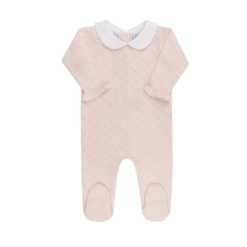 Girls Peter Pan Diamond Knit Romper