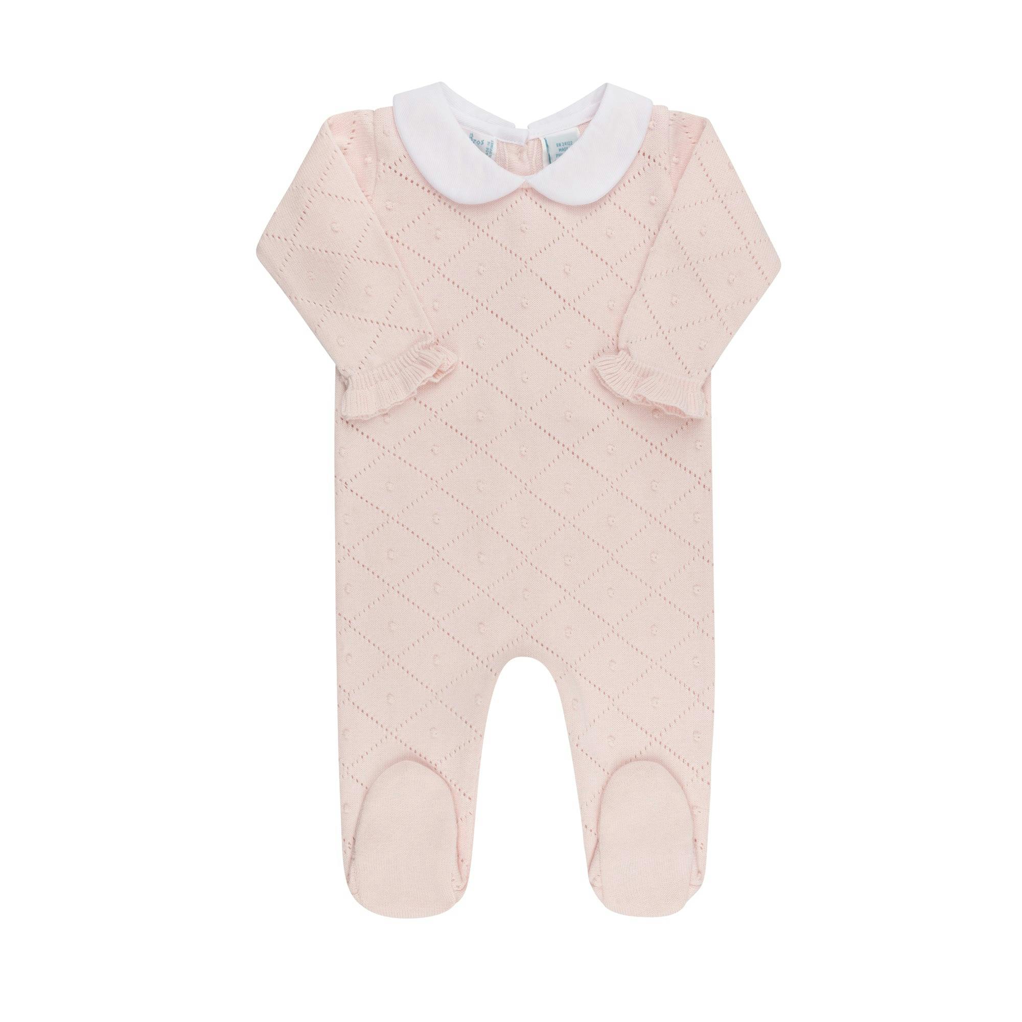 Girls Peter Pan Diamond Knit Romper
