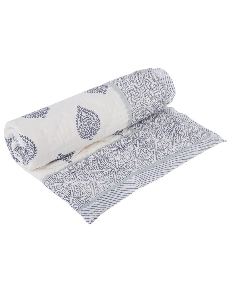 Block-Printed Cotton Crib Quilt