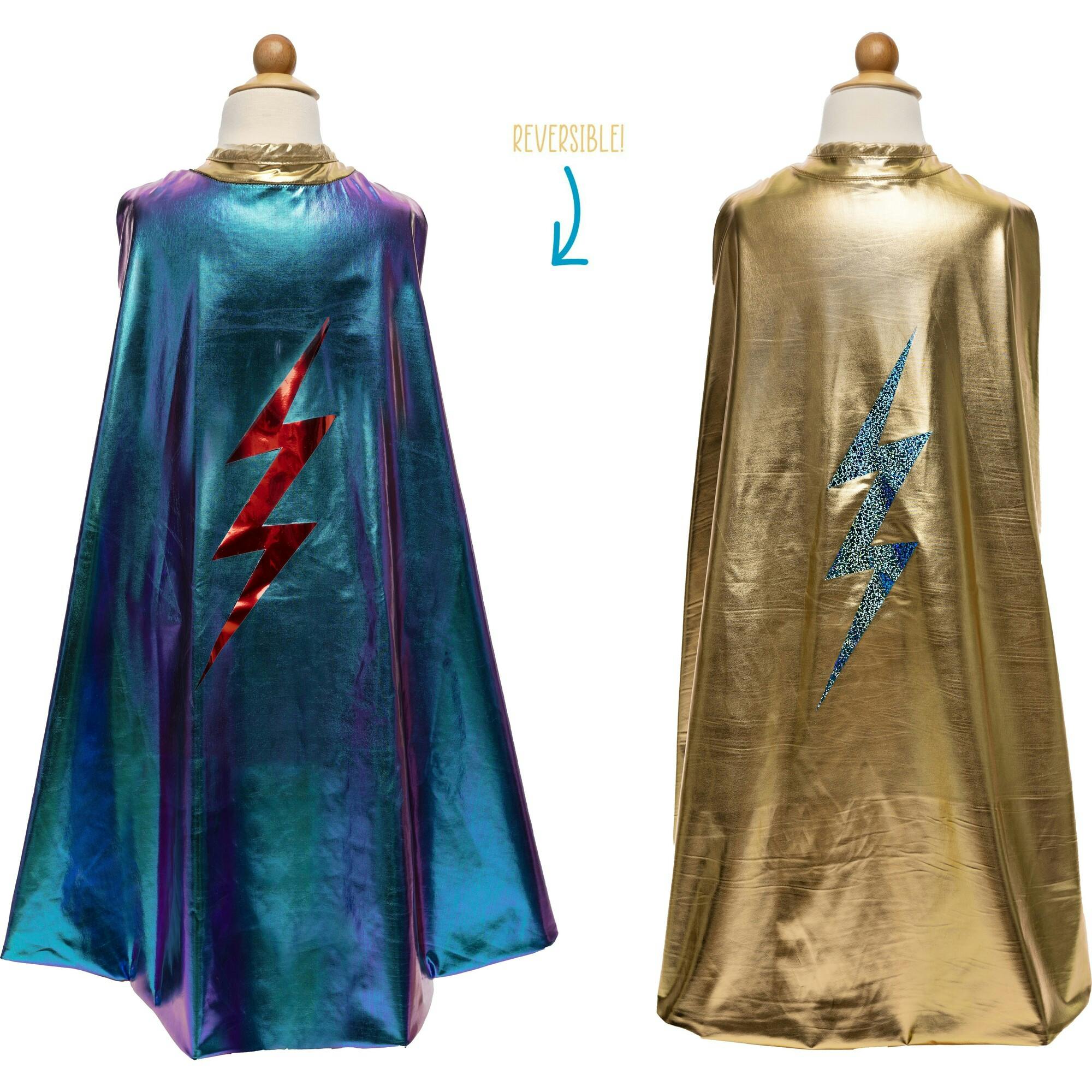 Reversible Blue Lightning Holographic Cape