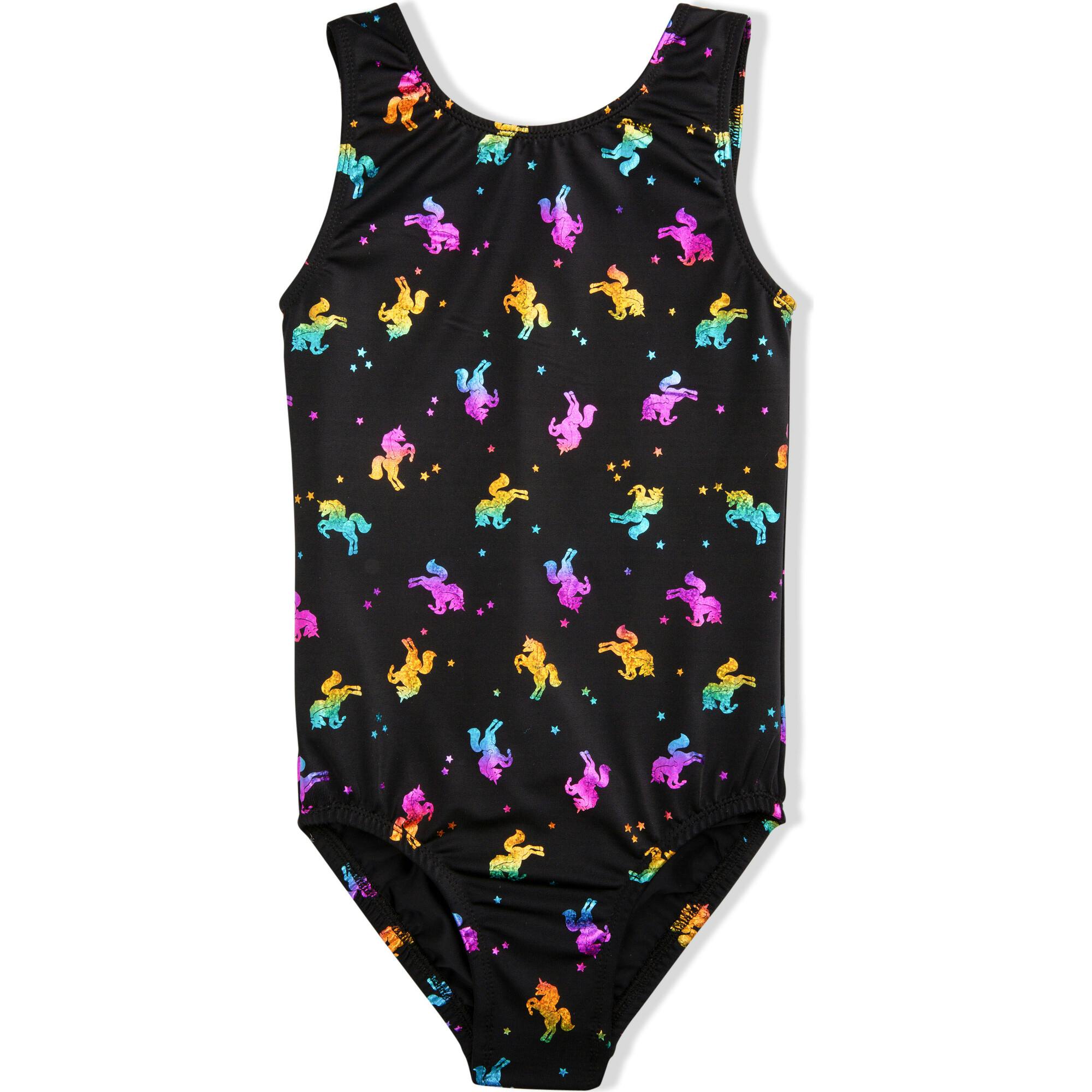 Shimmer Holographic Sleeveless Leotard, Black