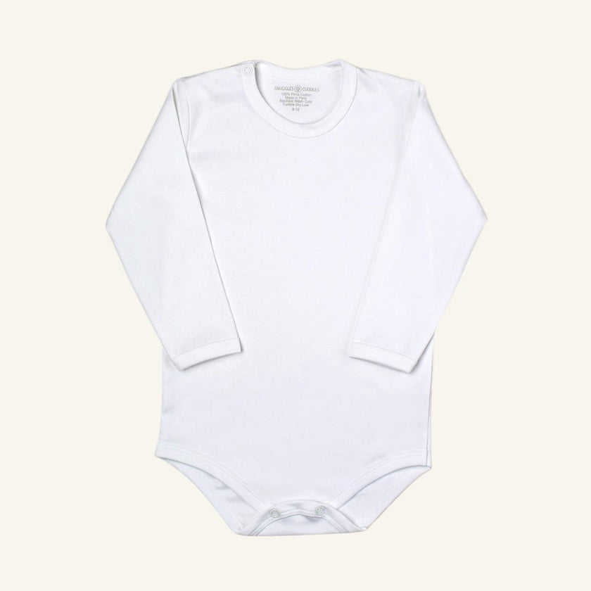 White - Long Sleeve Bodysuit 100% Pima Cotton
