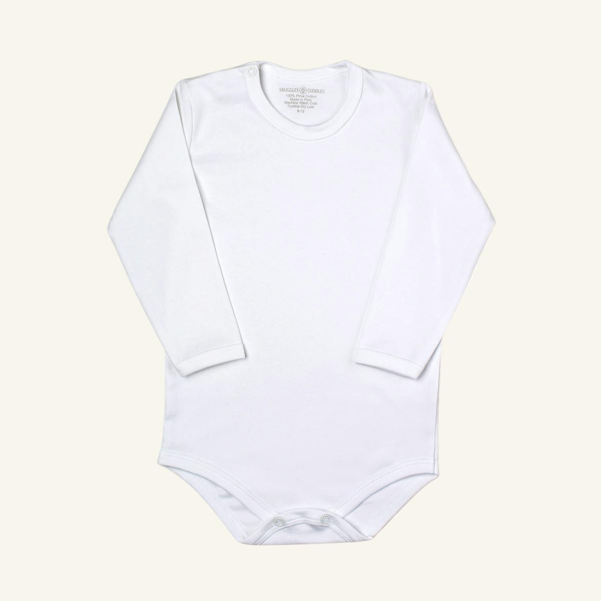 White - Long Sleeve Bodysuit 100% Pima Cotton