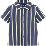 Kids 2-Piece Navy Stripe Textured Terry Matching Short Set