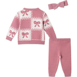 Infant Chenille Sweater Set with Headband| Pink Bows