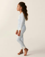 Kid's Pima Snug Fit Pajama Set in Light Blue Gingham