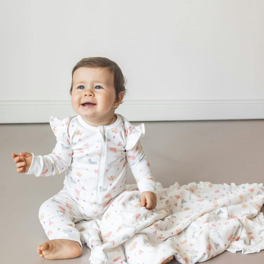 Butterflies Pima Cotton Baby One-Piece Pajamas