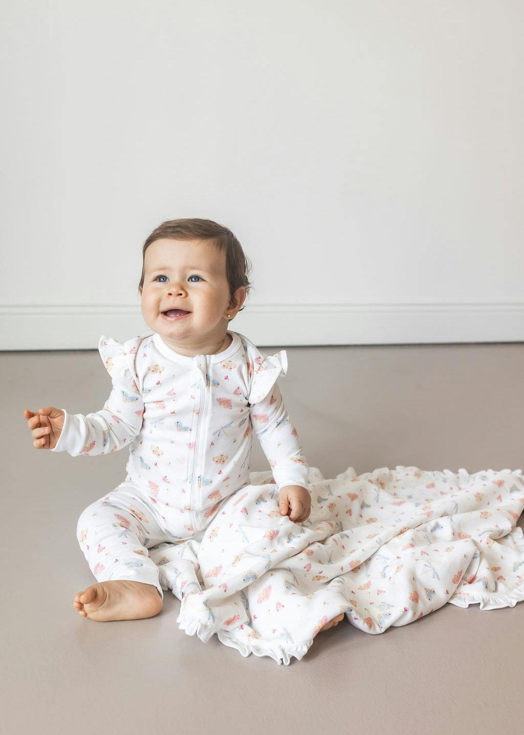 Butterflies Pima Cotton Baby One-Piece Pajamas