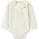White Brushed Ruffled Collar Long Sleeve One Piece