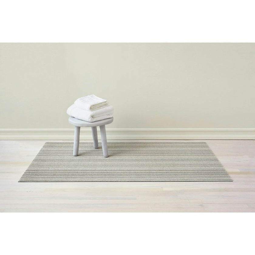 Skinny Stripe Shag Floor Mat, Birch