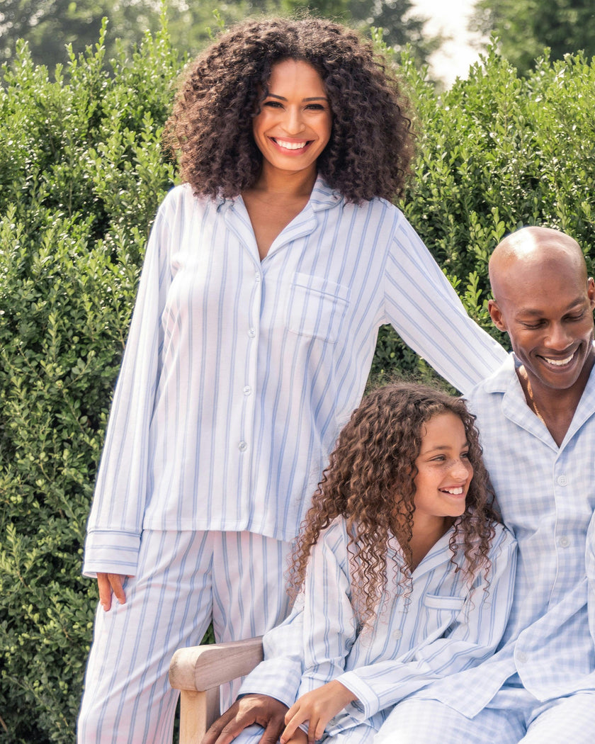 Women's Pima Pajama Set in Periwinkle Stripe