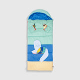 Sleep-N-Pack™ – Big Kid Size | Color Block Camp Collection: Blue Smile Face